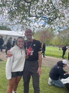 Philip Murdock looking fresh after running sub 3 with proud daughter Megan