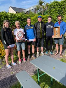 Prize winners Donard 2023 - Ciara Savage 1st F Junior, Diane Wilson 1st F, Jim Patterson 1st over 75, Patrick McDaid 1st M Junior, Clive Bailey 1st over 50